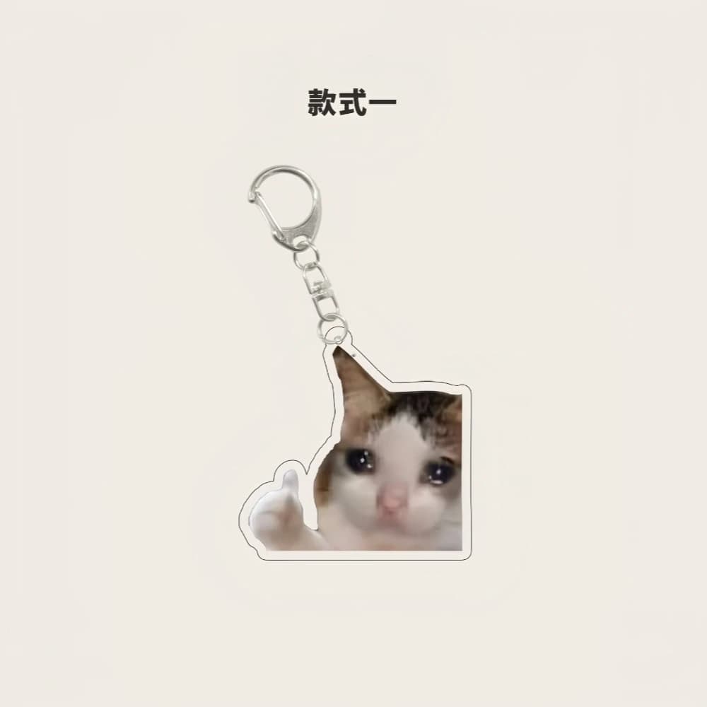 Porte-clés en acrylique série chat Meme, drôle et mignon, sac suspendu, lanière, pendentif, accessoi