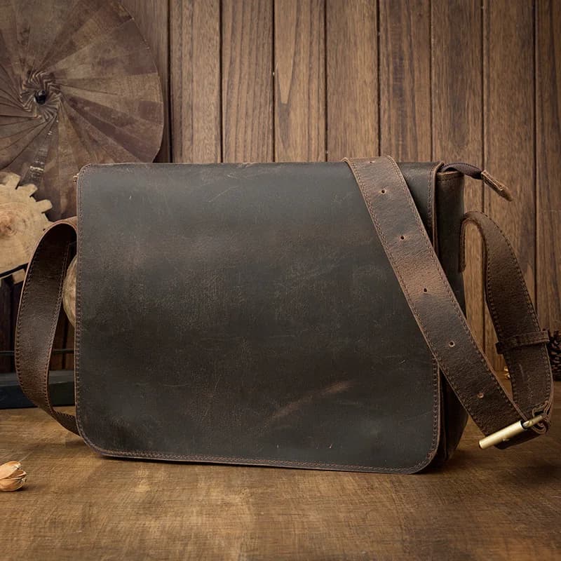Porte-documents Vintage en cuir Crazy Horse pour hommes, sac pour ordinateur portable A4, sacs de bu