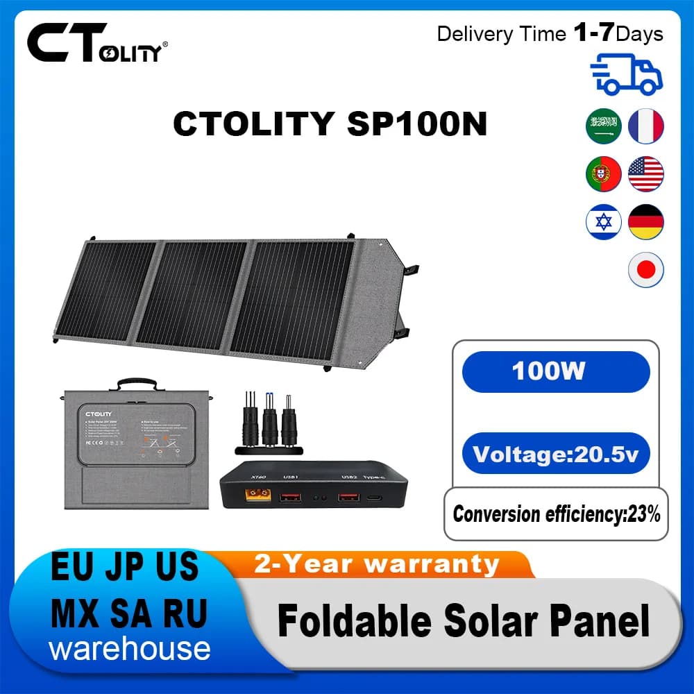 CTOLITY 100W/200/400/panneau solaire Portable pliable étanche USB Type C charge Camping en plein air
