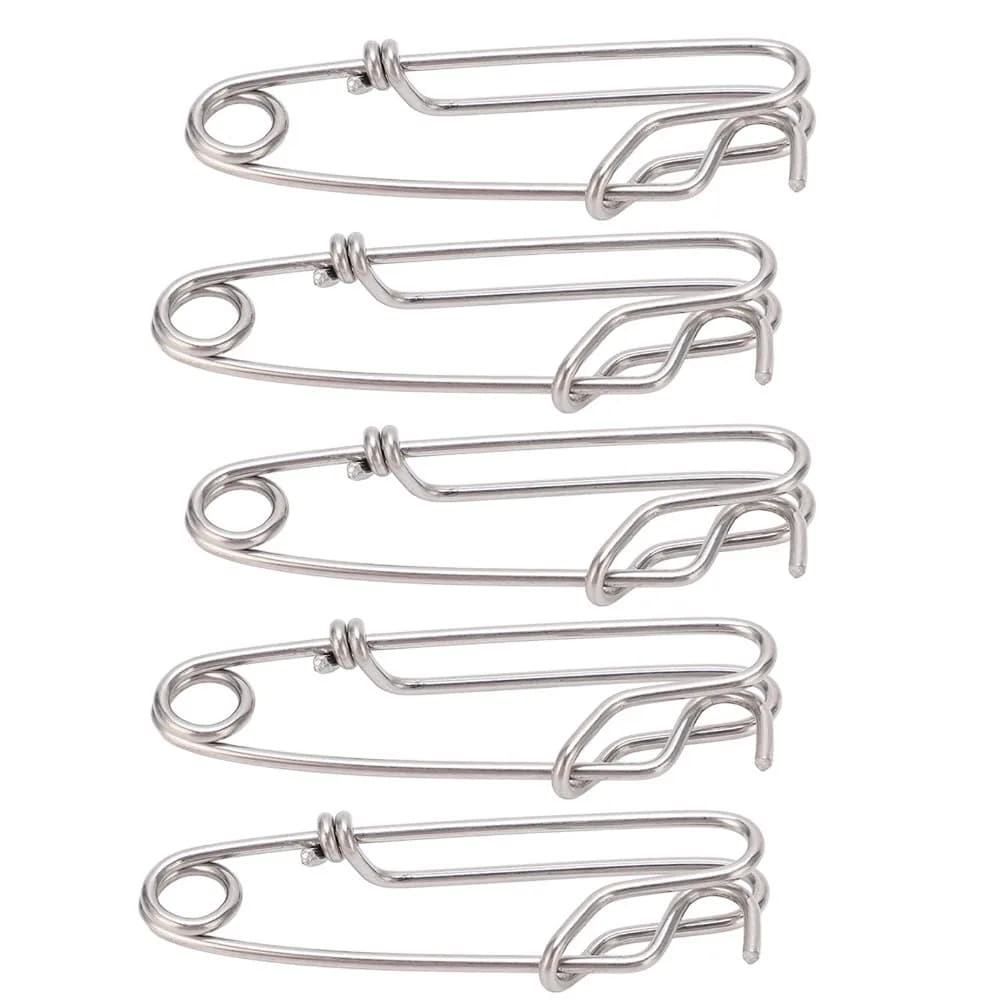 Clips durables en acier inoxydable, 5 pièces, longue ligne, 5 tailles, connecteurs de pêche marche/a