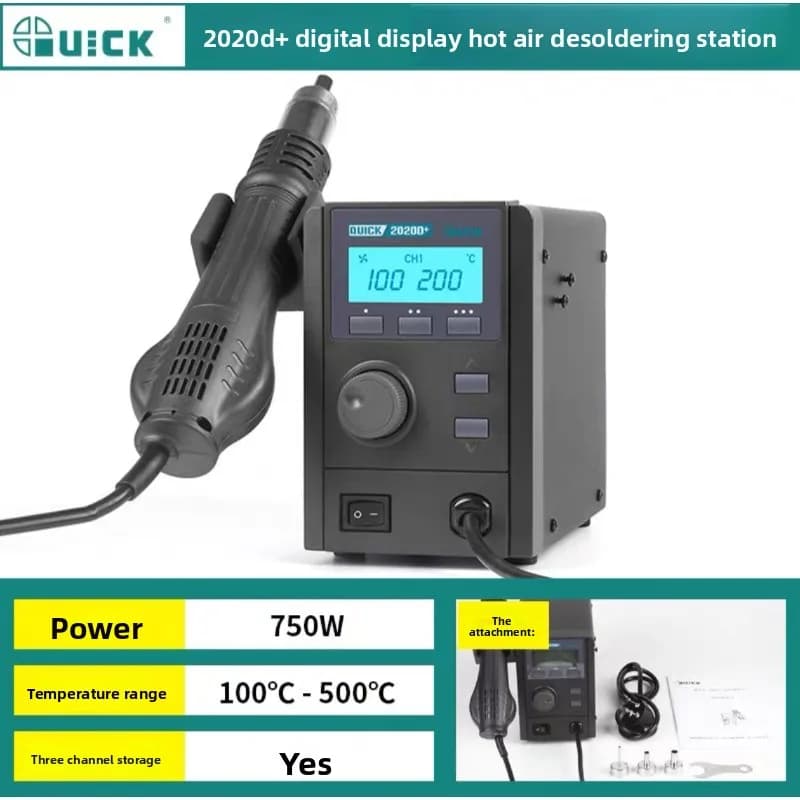 Station de Retravail Numérique à Air Chaud QUICK 2020+ 2020D+ – Station de Soudage à Grande Puissanc