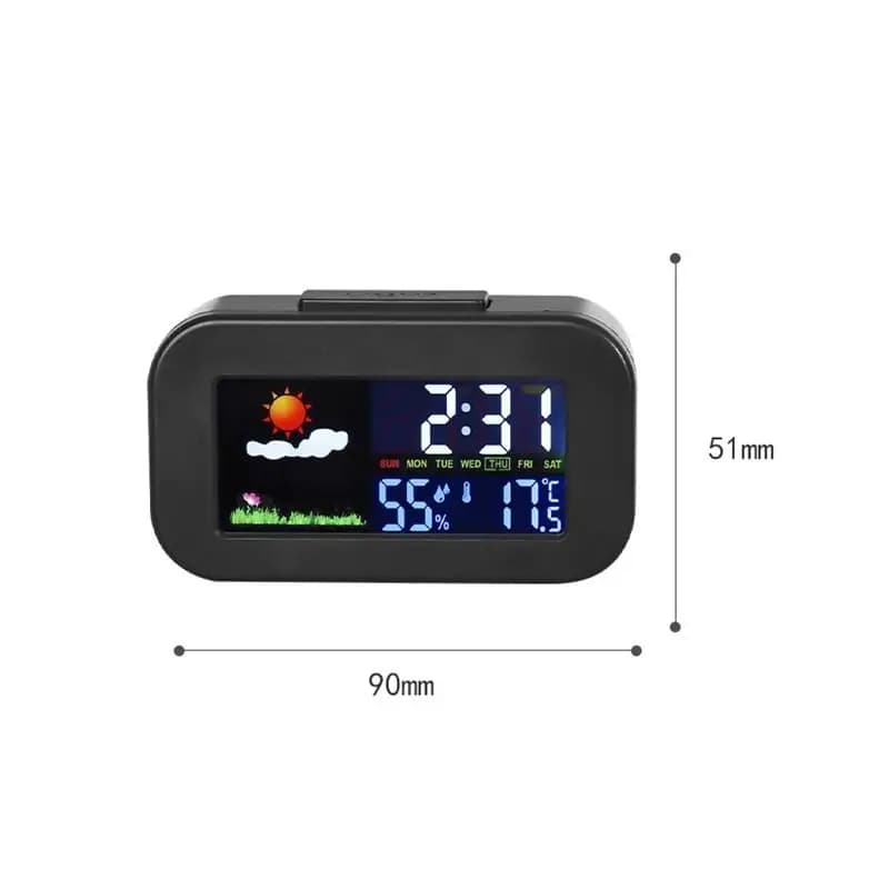 Horloge de station météo avec affichage couleur - Moniteur de température et d'humidité rétroéclairé