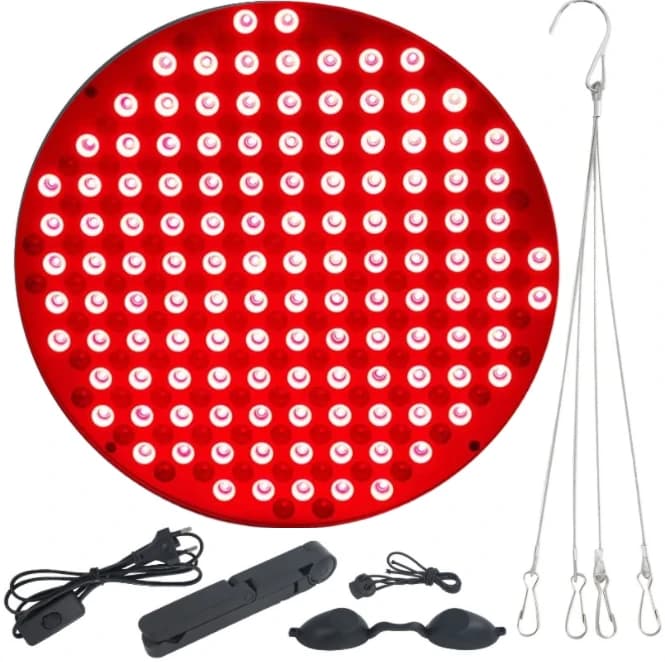 Lampe de thérapie à la lumière rouge, panneau LED (rond) avec support, 660 et 850nm, Combo de lumièr