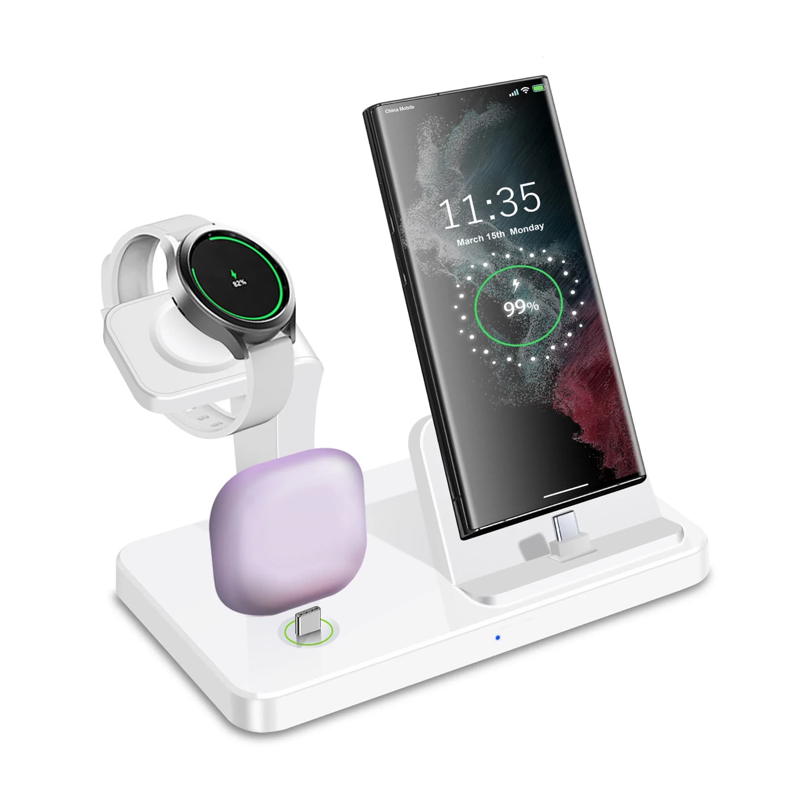 Station de charge sans fil 3 en 1 pour Samsung S26 S25 S24 Galaxy Watch 8/7/6/5/4 Buds Pro4/3/2, sta