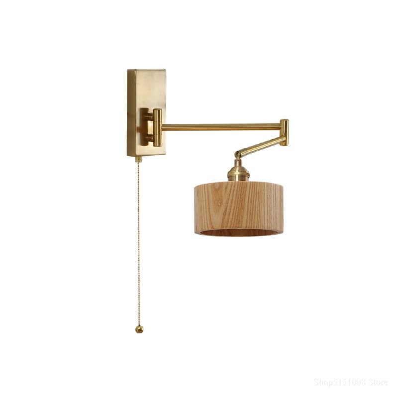Applique murale rotative en bois avec interrupteur et prise, luminaire décoratif d'intérieur, idéal