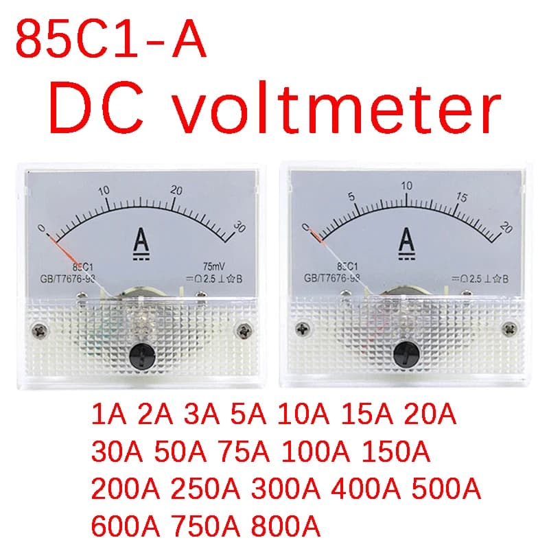 Panneau de compteur analogique DC, 85C1-A, 1 Pipeline, 3A, 5A, 10A, 15A, 20A, 30A, 50A, 75A, Médaill