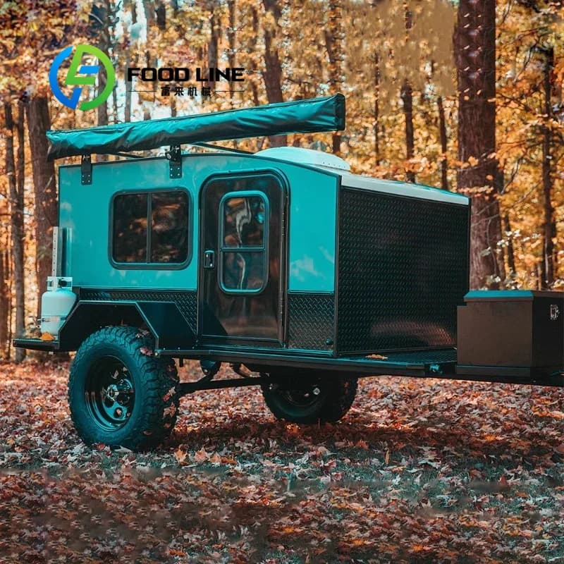 Petite caravane tout-terrain pour le camping et la cuisine de camping avec frein électrique