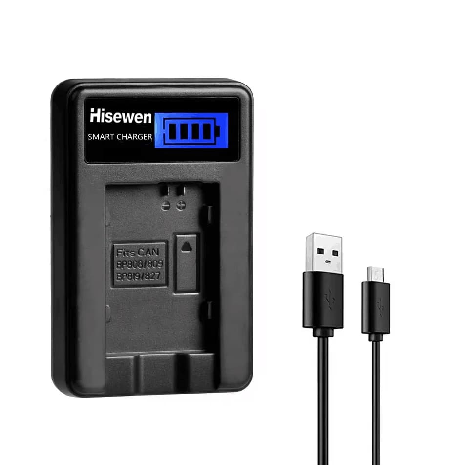 Batterie Li-ion 850mAh BP-808 BP 808 + chargeur LCD pour Canon BP-827 BP 827 BP-819 BP-807 BP-809 XA