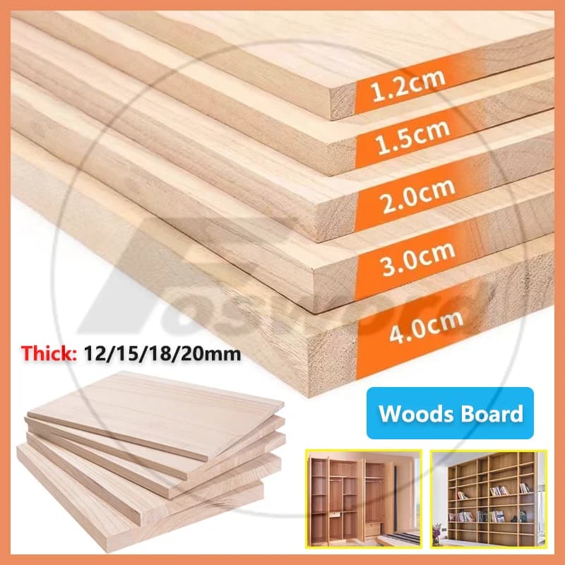 1 pièce de planche rectangulaire en bois massif de Paulownia, épaisseur 12mm -20mm, pour bricolage,