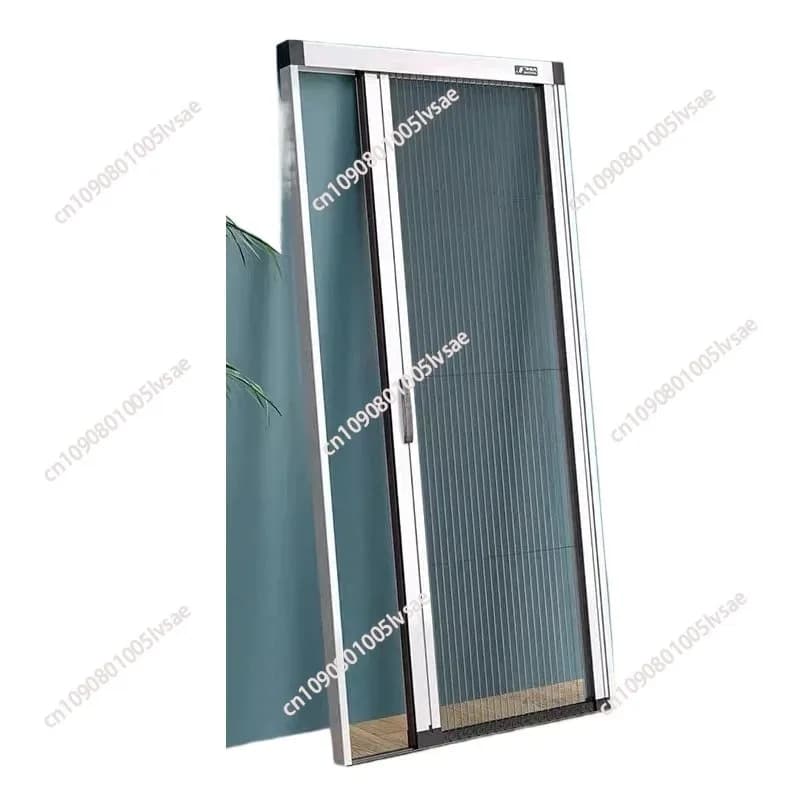 Portes à écran rétractable sans rail, porte coulissante en maille plissée, moustiquaire en aluminium
