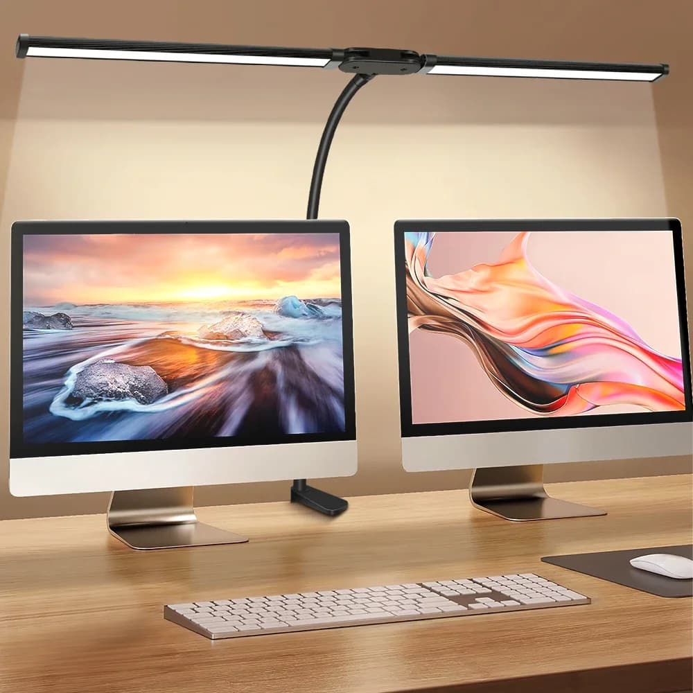 Lampe de bureau à pince LED à double tête, lampe de table d'architecte pour l'éclairage de la maison