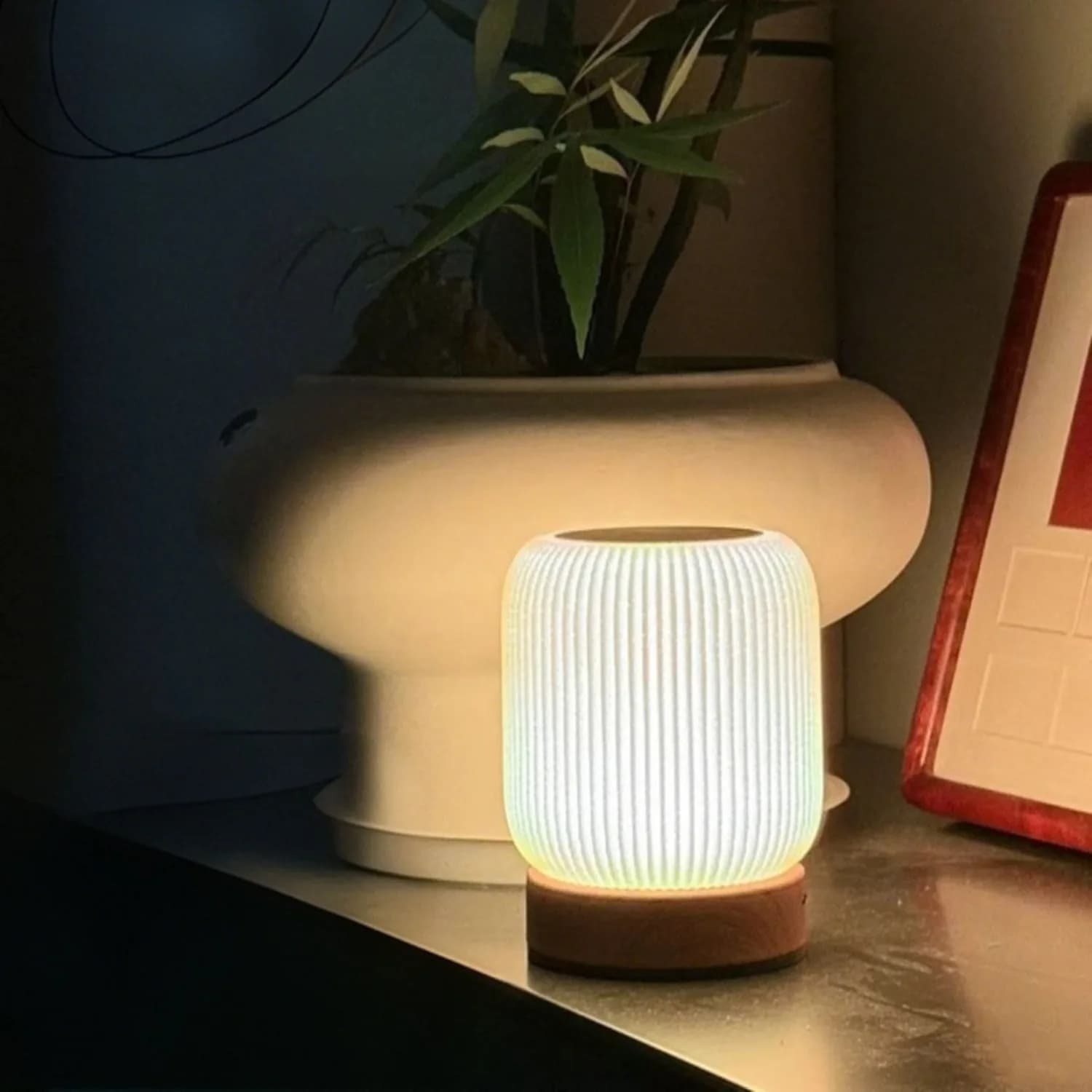 Grain de bois tactile veilleuse Pat lampe de Table chambre lampe de chevet sans fil Portable Grain d
