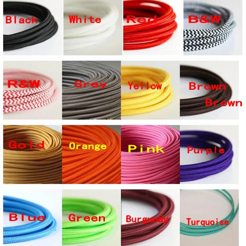Fil Électrique Vintage à 2 Noyaux en Cuivre Torsadé, Câble en Tissu Tissé de 0.75mm x 2, Câble Textile pour Lampe Suspendue, Fil d'Éclairage Edison