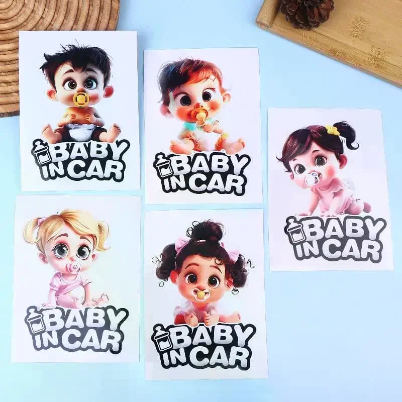 Autocollant de signe de sécurité pour voiture, autocollant d'avertissement mignon pour garçons et filles, bébés jeunes dans la voiture, autocollant de fenêtre étanche, accessoires de voiture