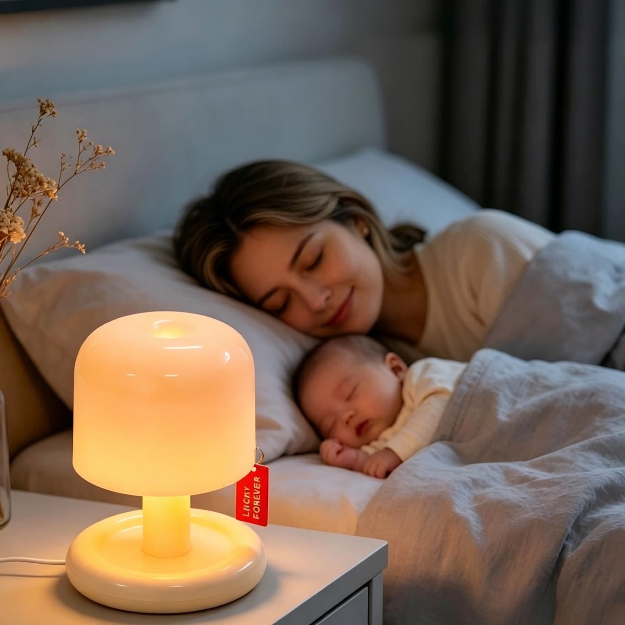 Mini Veilleuse Champignon, Lampe d'Ambiance Chaleureuse pour Nuit et Coucher de Soleil, Décoration de Chambre, Cadeau de Fêtes, Lampe Mignonne