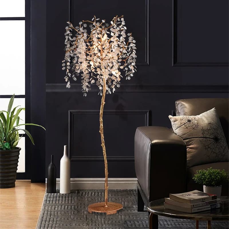 Post-moderne salon chambre lampe de chevet lumière luxe lampadaire créatif arbre cristal branche Art lampes décoratives Lustre