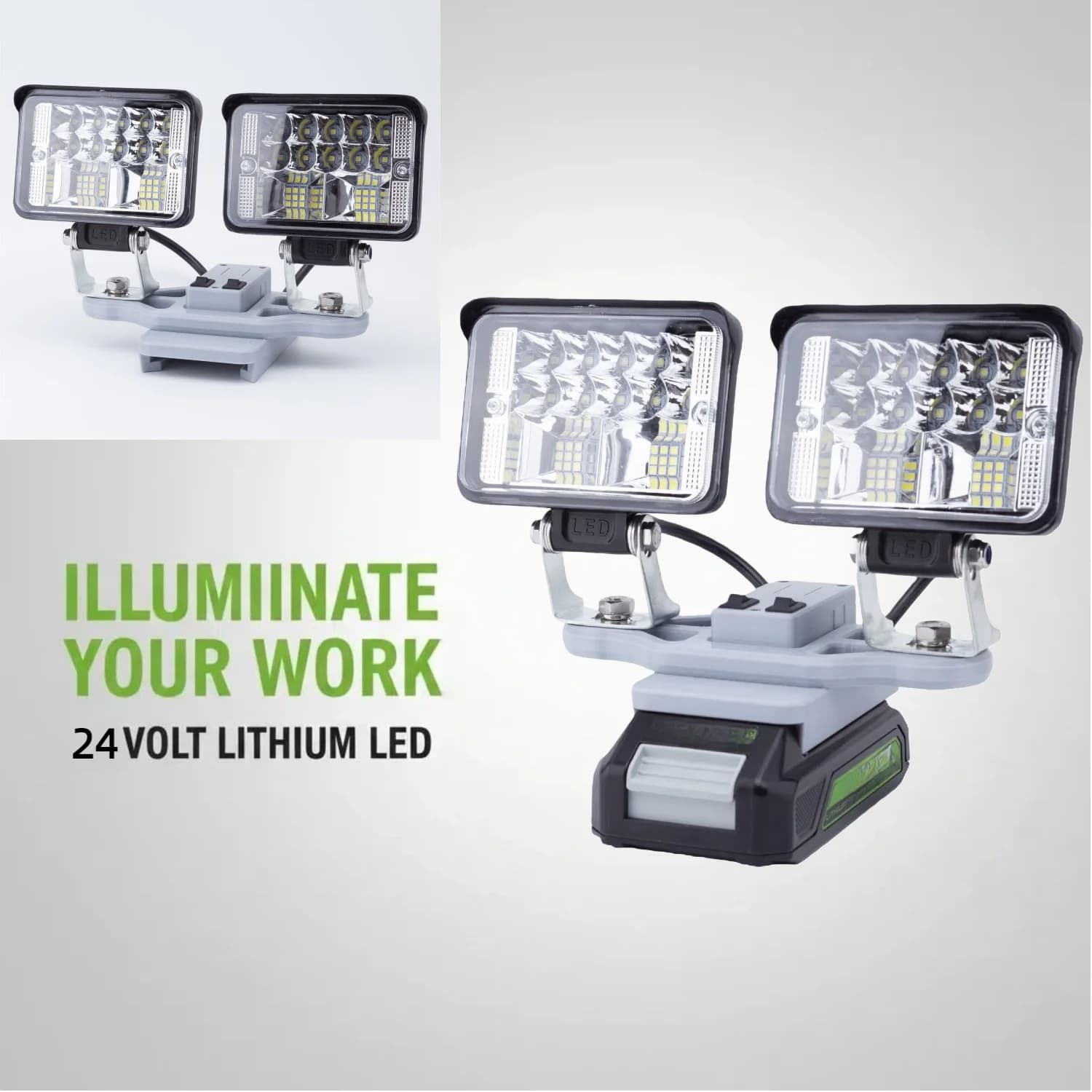 Lampe de travail LED pour batterie Li-ion GREENWORKS 24V, utilisée pour le camping en plein air, l'équipement de pêche, l'entretien des luminaires