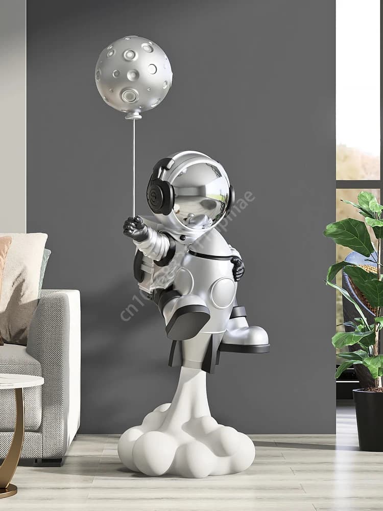 Lampe Ballon Astronaute de 95 cm, Grande Sculpture Décorative sur Pied pour Salon, Meuble TV, Décoration Intérieure, Statue, Cadeau de Pendaison de Crémaillère
