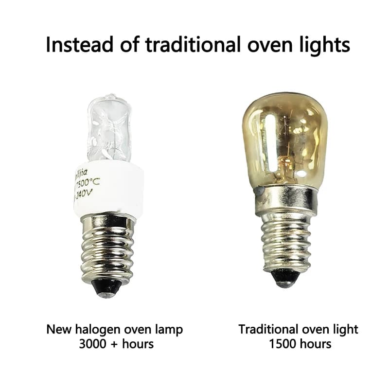 Ampoule de four 25W/40W E14, 220-240V, lampe halogène sûre pour four, haute température 500 ℃ Ampoule résistante pour sèche-linge et micro-ondes