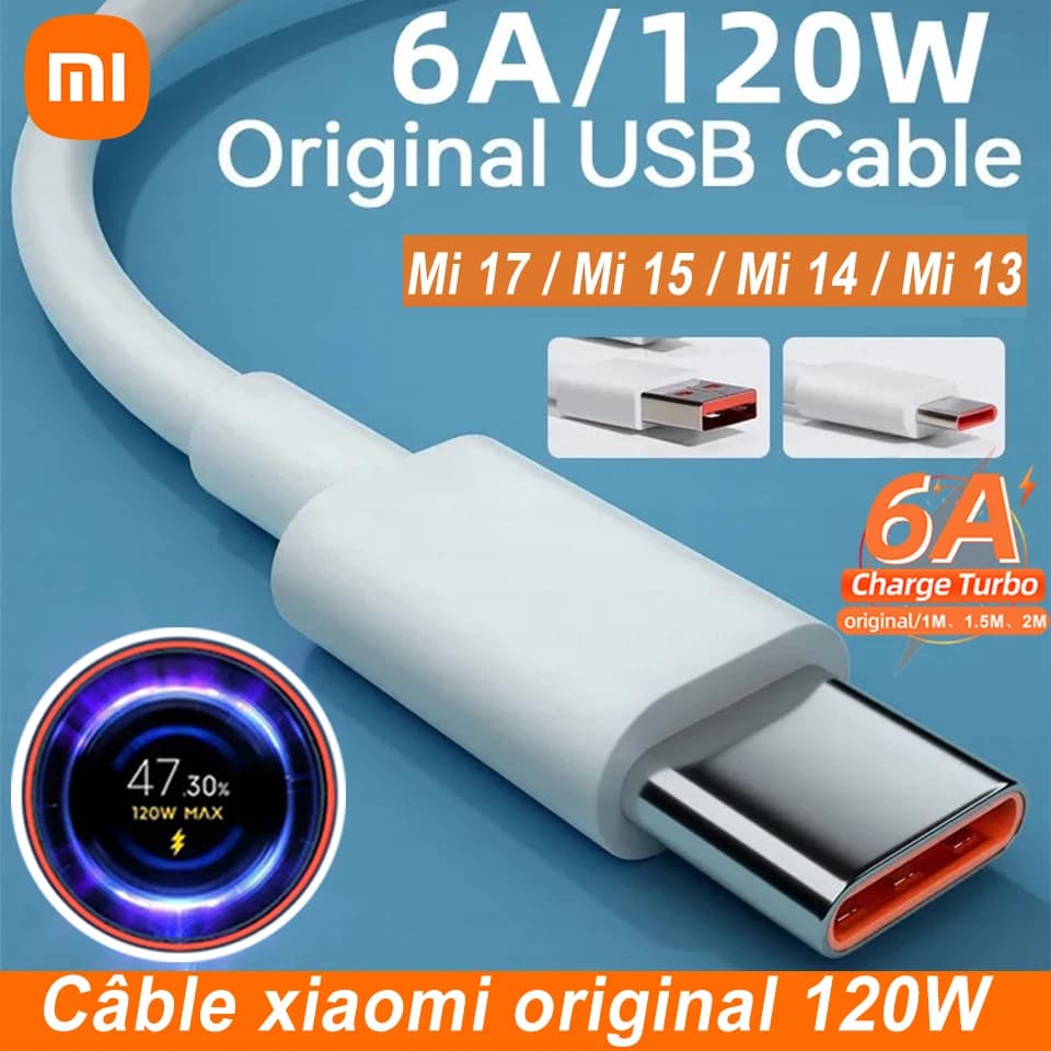 Câble USB Type C Original Xiaomi 120W Tipo 6A 67W Turbo Charge Rapide pour Mi 17 Pro Max 15 14 Ultra 13 Pro Redmi Note 15 Poco X6