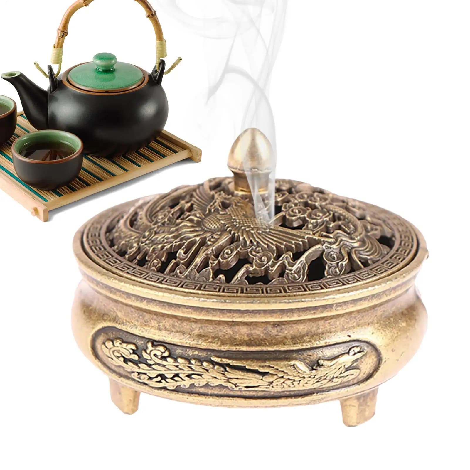 Brûleur d'encens miniature à trois pieds, plateau antiadhésif pour poudre, brûleur d'aromathérapie créatif