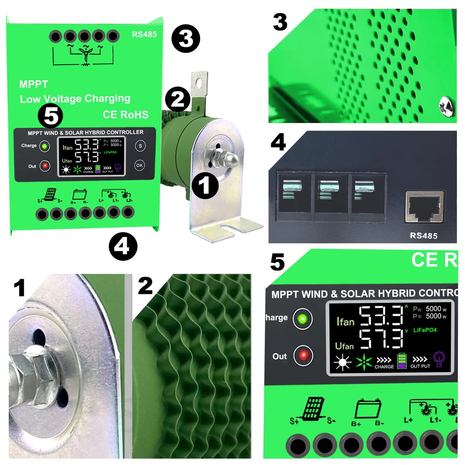 Contrôleur hybride solaire et éolien WIFI 12V 24V 48V 4000W, panneau solaire 160A 100A 80A, Turbine éolienne, panneau MPPT, régulateur de charge de batterie