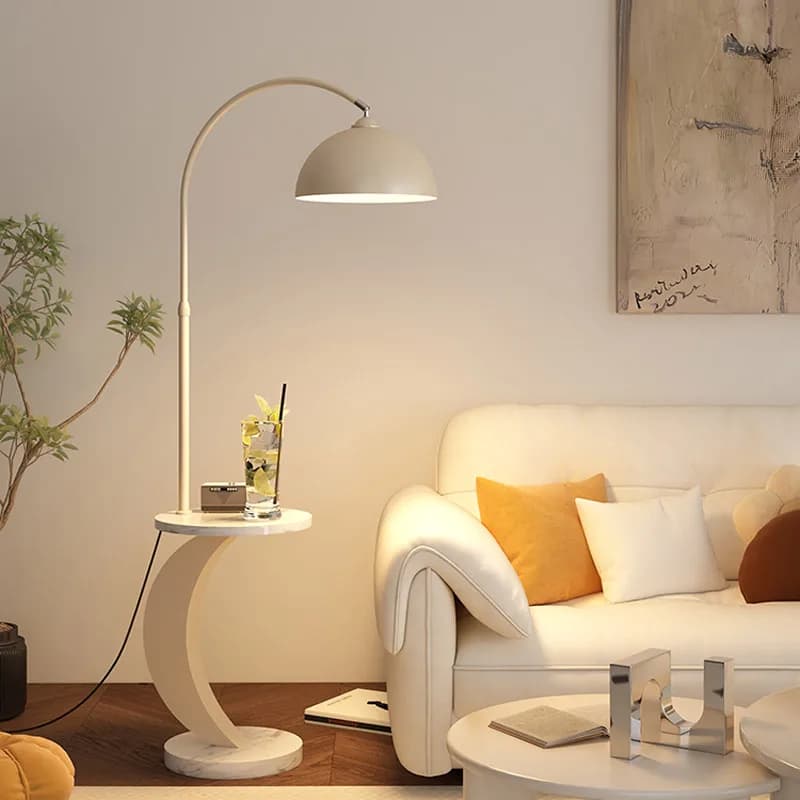 Lampe de sol LED pour table à thé, décoration de salon, éclairage de chevet de chambre à coucher, support en marbre moderne, noir beige E27