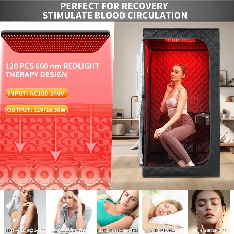 Ensemble de Sauna infrarouge lointain, Version améliorée, pour la maison, avec panneau lumineux rouge 660nm, chauffage de Sauna infrarouge 160 ℉