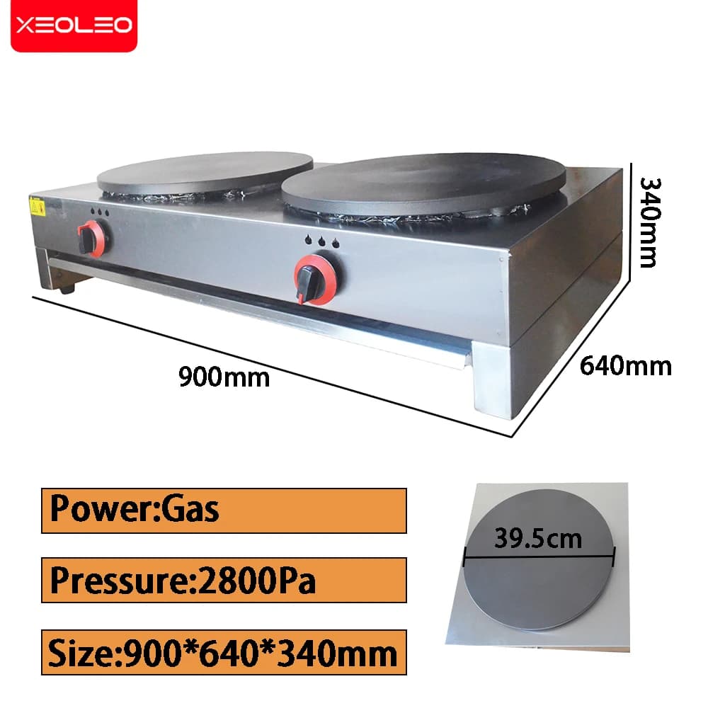 XEOLEO Machine à crêpes professionnelle Double plaques poêle à crêpes au gaz 40CM une Machine à crêpes anti-chute