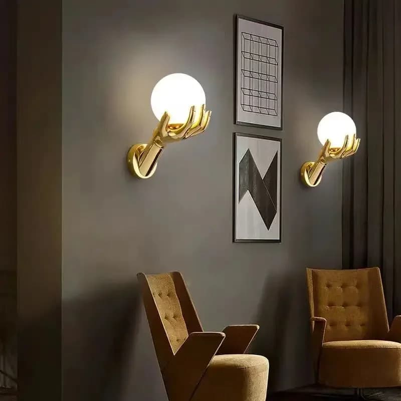Lampes murales à doigt doré lumière de luxe chambre chevet couloir appliques