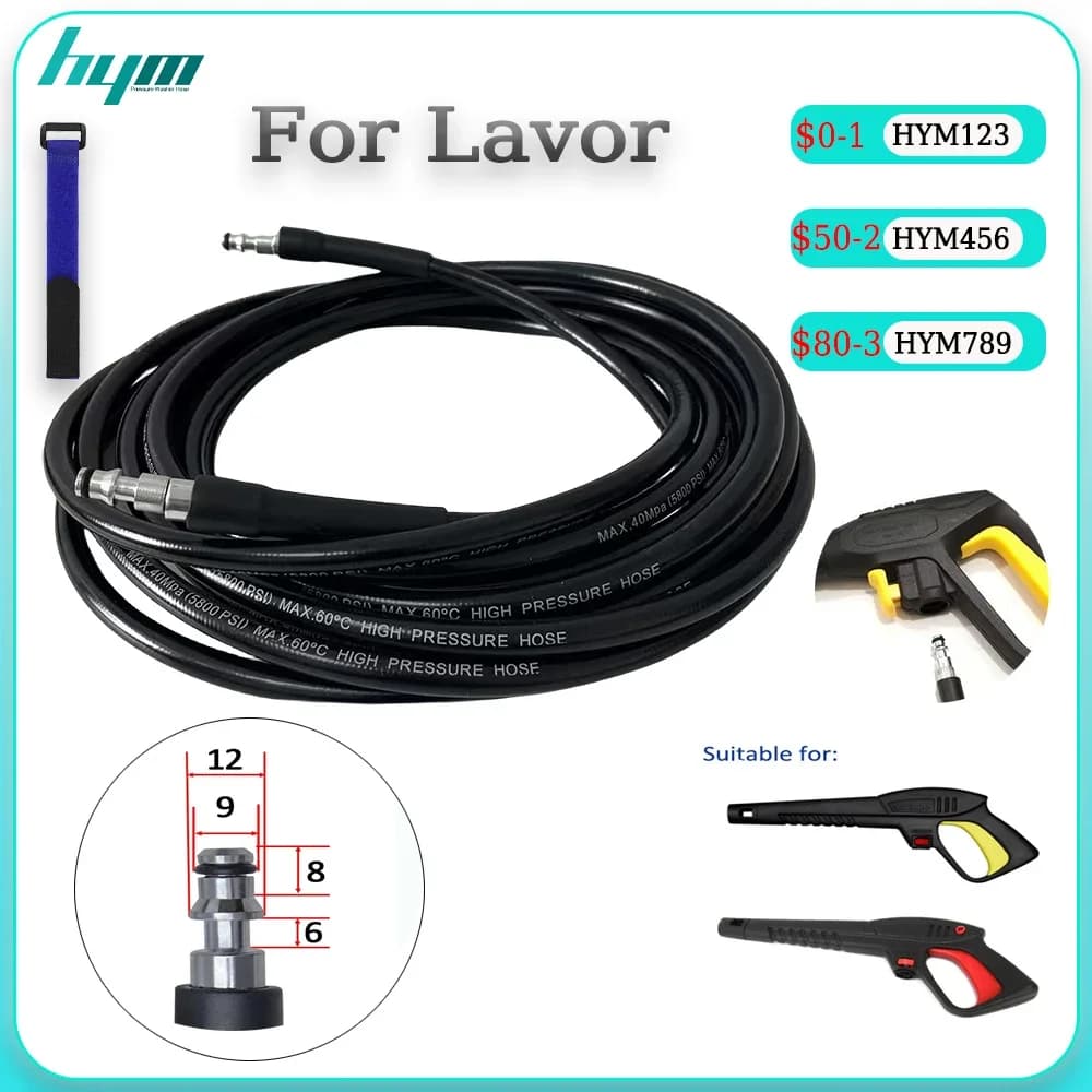 Tuyau d'extension haute pression LAVOR compatible 2-30M pour nettoyeur haute pression, avec buses de lavage de voiture et cordon de nettoyage à l'eau