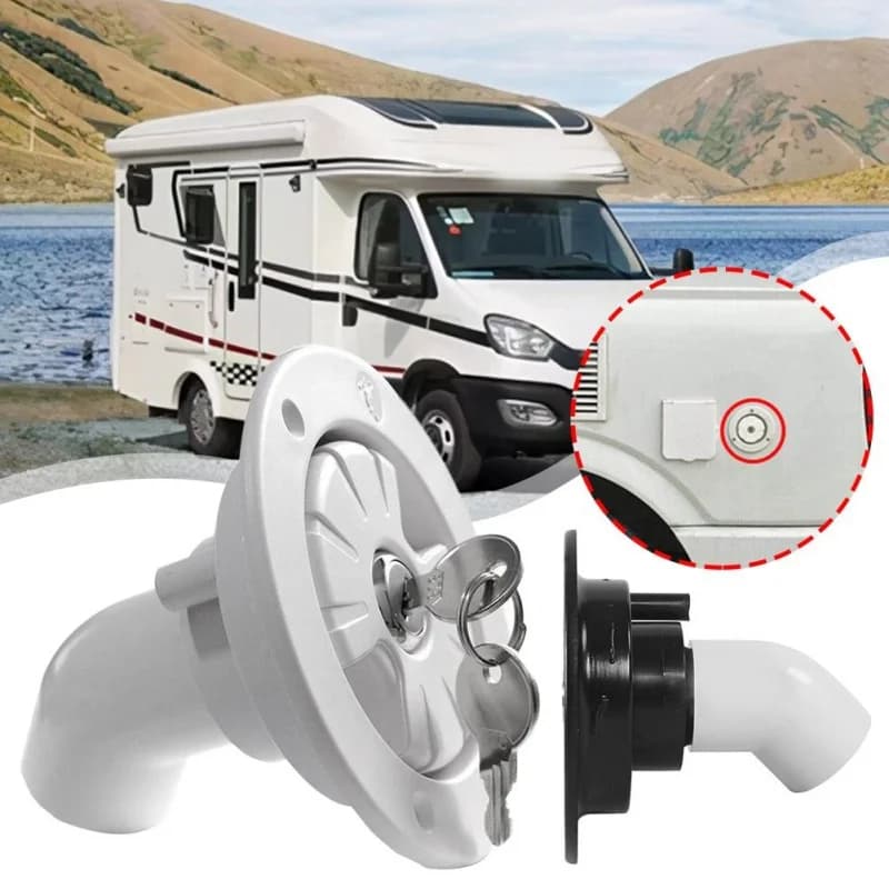 Entrée d'eau par gravité avec serrure, Port de remplissage de réservoir d'eau, système de camping-car, voie navigable, bateau, remorque, accessoires de caravane blancs