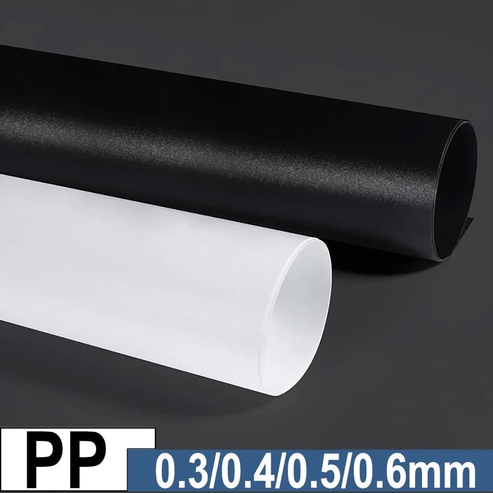 Feuille de polypropylène (PP) noire mate, épaisseur 0,3/0,4/0,5/0,6 mm, facile à découper, légère, pour projets de bricolage et artisanat