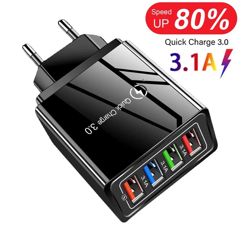 Chargeur mural USB rapide 3.0 pour téléphone portable, adaptateur QC 3.0 pour iPhone, Samsung, prise EU et US
