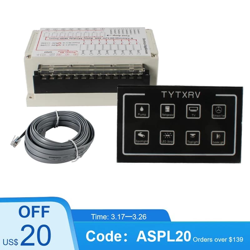 Panneau de commande tactile, accessoires de caravane, système de contrôle pour camping-car 12V