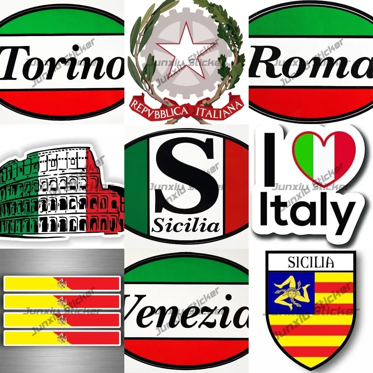 Autocollant de forme narItalian Feel My Shield, décalcomanie, emblème, blason d'Italie, Code pays, Tor37, Venezia, Sicilia