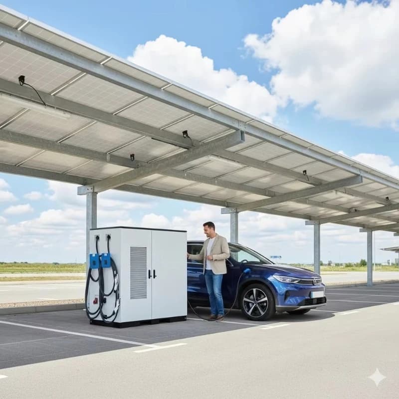 Borne de recharge CC à stockage d'énergie intégré pour station de charge de flotte de véhicules électriques commerciaux