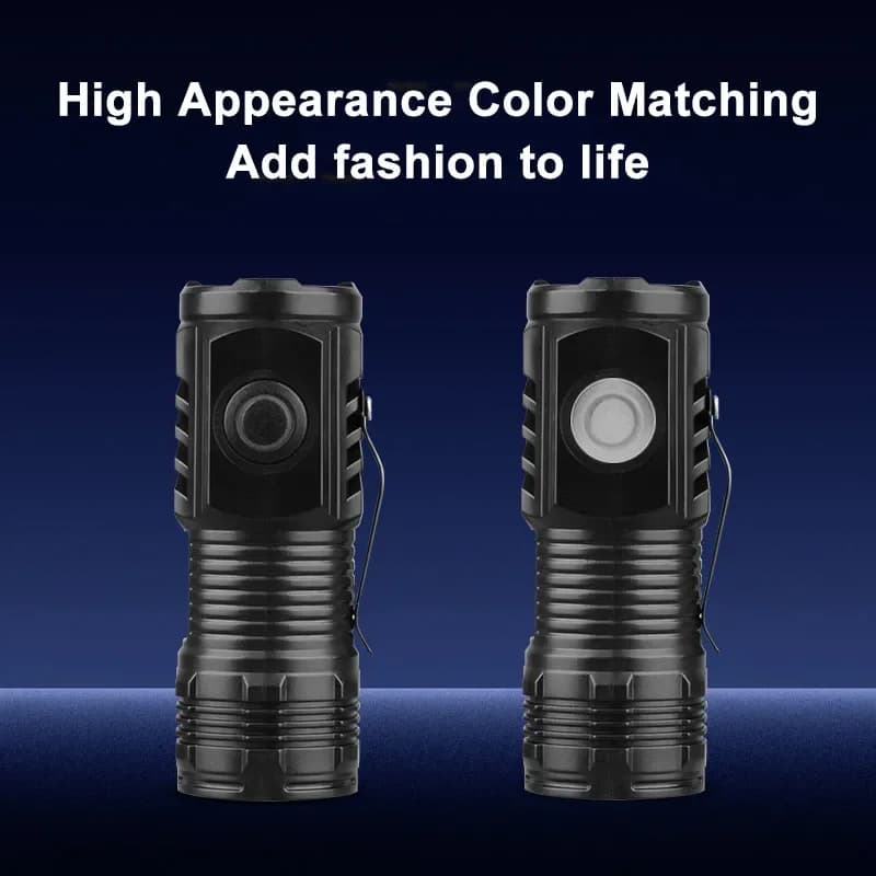 Lampe de poche rechargeable pour l'extérieur, torche étanche à lumière forte, portable, pour le camping, la marche, éclairage portable