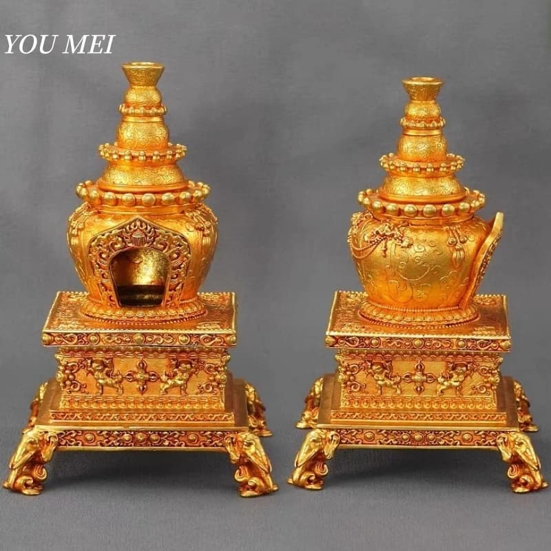 Boîte de brûleur d'encens en laiton de Style tibétain, décoration d'autels à poils d'encens, four à plateau de fumée d'article bouddhiste, poêle d'aromathérapie