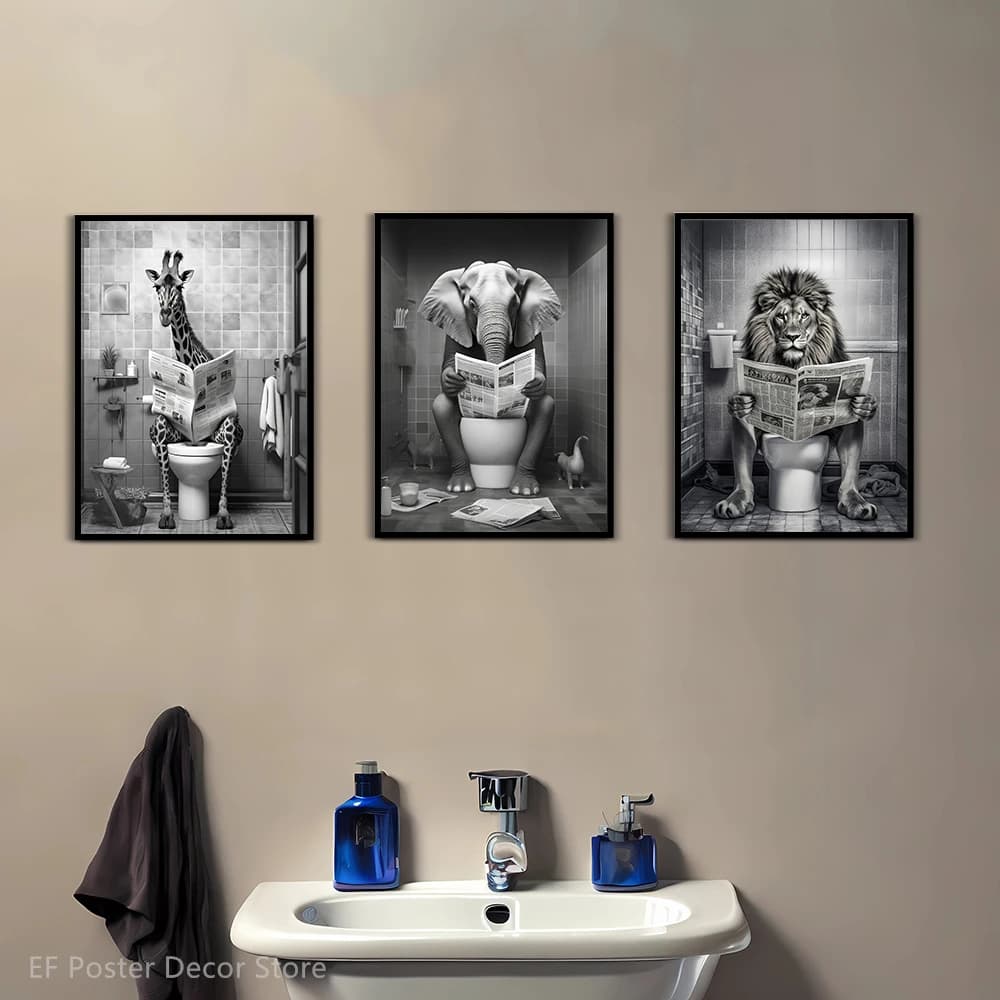 Affiche drôle d'humour de salle de bain